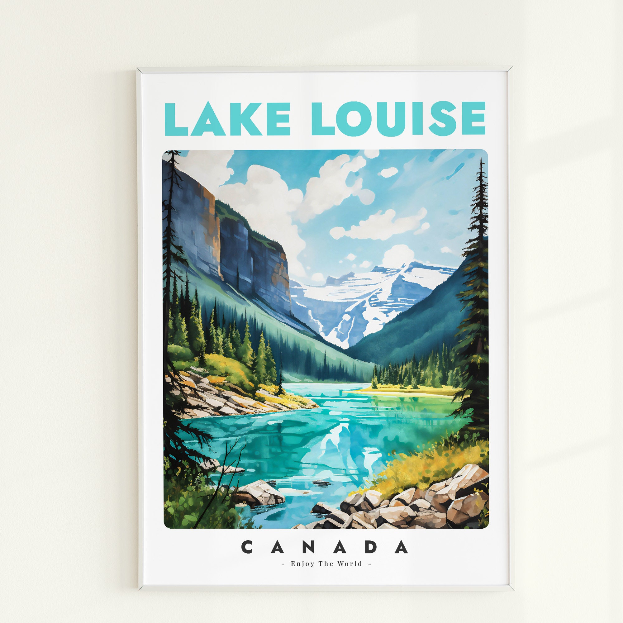 絵画 Canada Lake Louise Lake Louise Watercolor Painting, Lake Louise Poster, Banff
