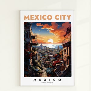 Poster Mexico, impression Mexico, décoration murale Mexico, cadeau maison Mexique, oeuvre d&#39;art de voyage au Mexique, affiche de la ville imprimable, oeuvre d&#39;art éclectique pour la maison