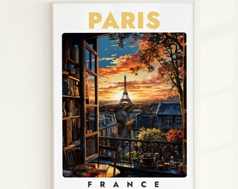 Impressão da Torre Eiffel em Paris: Pôster de Viagem Vintage da França (Download Digital)