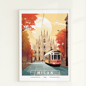Milan Print Poster, Milan Wall Art, Milan Home Decor, Italy Travel Poster, Cityscape Printable Decor, Italy Cities Poster, Vintage Decor