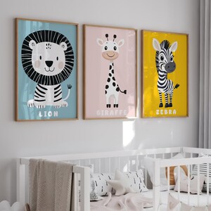 Safari Nursery Wall Art , Set of 3 Animal Prints, Jungle Baby Wall ...