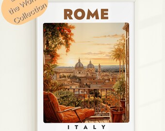 Vintage Rome Travel Poster: Italy Cityscape Art (Digital Download)