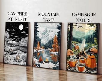 Cozy Campfire Digital Art Prints: Nature & Camping Scenes (Digital Download)