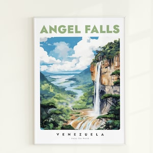 Angel Falls Print, Angel Falls Travel Poster, Venezuela Wall Art Poster, Venezuela Cityscape Wall Decor, Angel Falls Wall Art Home Decor