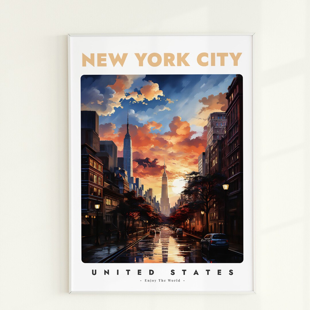 New York City Travel Poster: Modern NYC Wall Art (digital Download) - Etsy