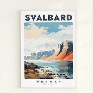 Svalbard Printable Wall Art, Svalbard Poster , Norway Travel Poster, Norway Coast Poster, Norway Wall Art Print, Svalbard Travel Painting