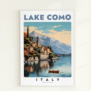 Lake Como Travel Print, Lake Como Wall Art,  Italy Travel Poster , Italy Wall Decor, Italy Digital Print, Lake Como Illustration Poster