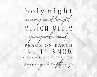 Parole di Natale SVG, Inverno Svg, Buon Natale Svg, Ciao Inverno Svg, Natale Svg, Notte Santa Svg, File tagliati, Cricut, Png, Svg