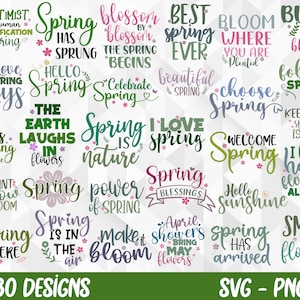Spring SVG Bundle, Spring Svg, Spring Design for Shirts, Spring Quotes, Hello Spring Svg, Spring Cut Files, Cricut, Png, Svg