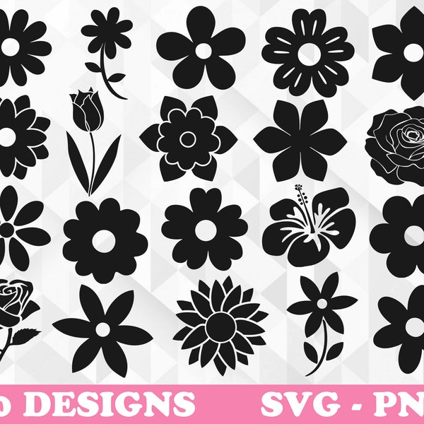 Fleur SVG Bundle, Fleurs Svg, Printemps, Fleurs Designs pour chemises, Flower Bundle Svg, Flower Cut Files, Cricut, Png, Svg