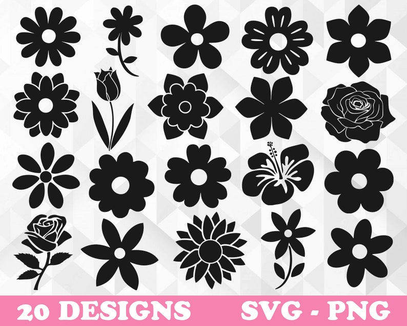 Blumen-SVG-Bundle, Blumen-Svg, Frühling, Blumen-Designs für Hemden, Blumen-Bundle-Svg, Blumen-Schnittdateien, Cricut, Png, Svg Bild 1