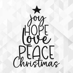 Alegría, Esperanza, Amor, Paz, Navidad, Feliz Navidad, Invierno, Vacaciones, Navidad, Navidad, Camisa de Navidad, Cortar archivos, Cricut, Png, Svg