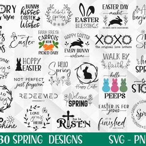Printemps SVG Bundle, Pâques SVG, Citations de Pâques chrétiennes SVG, Bonjour Printemps SVG, Religieux Pâques SVG, Floral SVG, Fichiers coupés, Cricut, Png, SVG