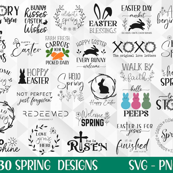 Printemps SVG Bundle, Pâques SVG, Citations de Pâques chrétiennes SVG, Bonjour Printemps SVG, Religieux Pâques SVG, Floral SVG, Fichiers coupés, Cricut, Png, SVG