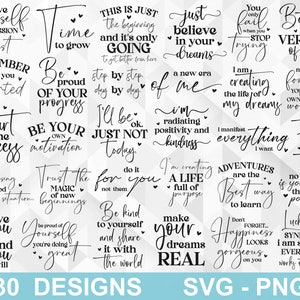 Motivierendes Zitat SVG-Bundle, positives SVG, inspirierende Sprüche SVG, Selbstwert-Svg, Selbstliebe-Svg, geschnittene Dateien, Cricut, Png, Svg