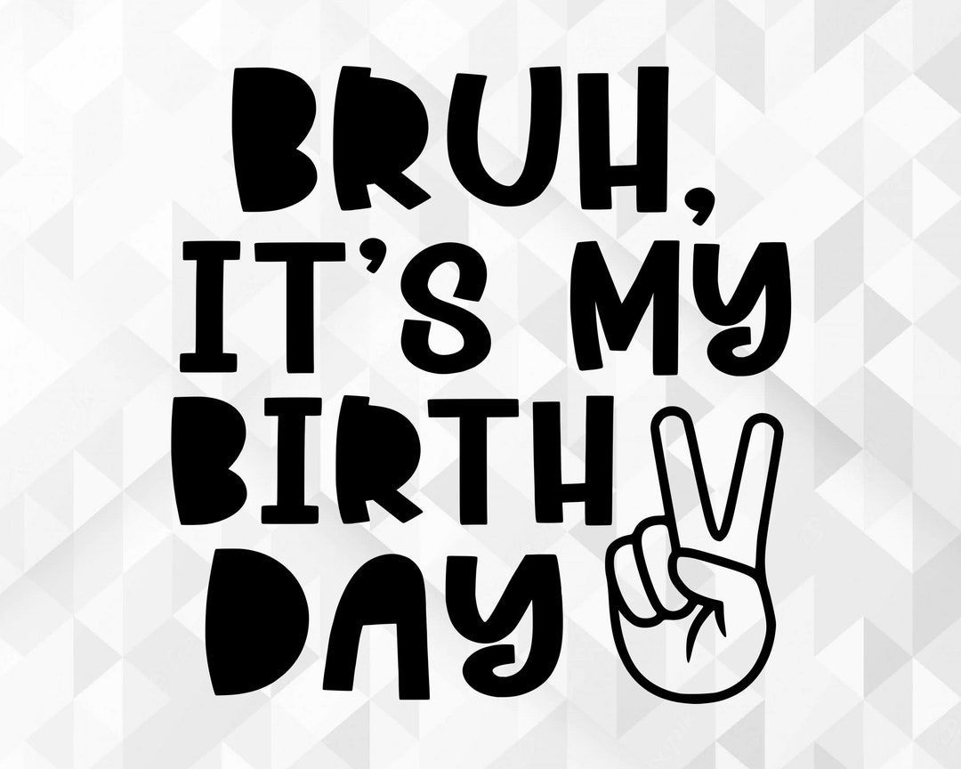 Banner De Cumpleaños "Bruh Its My Birthday" - Negro Con Purpurina (preencordado)