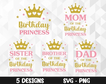 Birthday Princess SVG Bundle, Birthday Girl Svg, Birthday Party Shirt Svg, Birthday Queen Svg, Birthday Princess Cut Files, Cricut, Png, Svg
