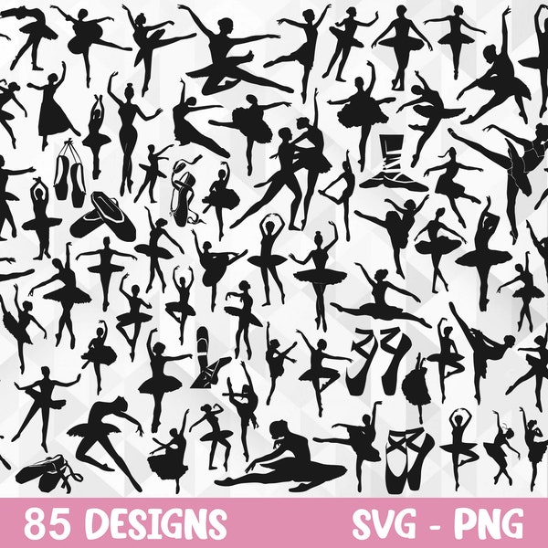 Ballet SVG Bundle, Ballerina Svg, Ballet Dancer Svg, Ballerina Designs for Shirts Svg, Ballerina Shoes Svg, Cut Files, Cricut, Png, Svg