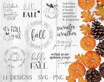Fall SVG Bundle, Fall Tee Bundle Svg, Fall Designs for Shirts Svg, Fall Sayings Svg, Funny Fall Shirt Svg, Cut Files, Cricut, Png, Svg
