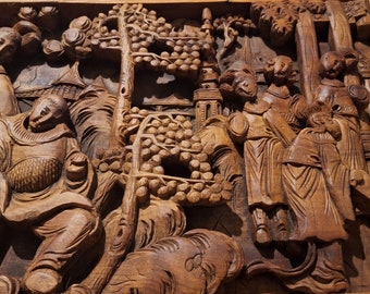 Panel de madera tallado chino ANTIGUO