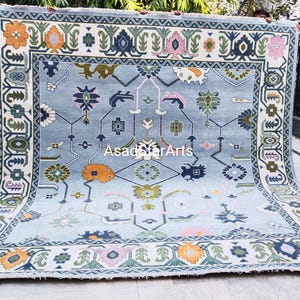 9×14,Modern Oushak Grey & Beige Area Rug Made to Order In Any Size Hand Knotted Modern Oushak rug/large area/Rug For Living room Bedroom