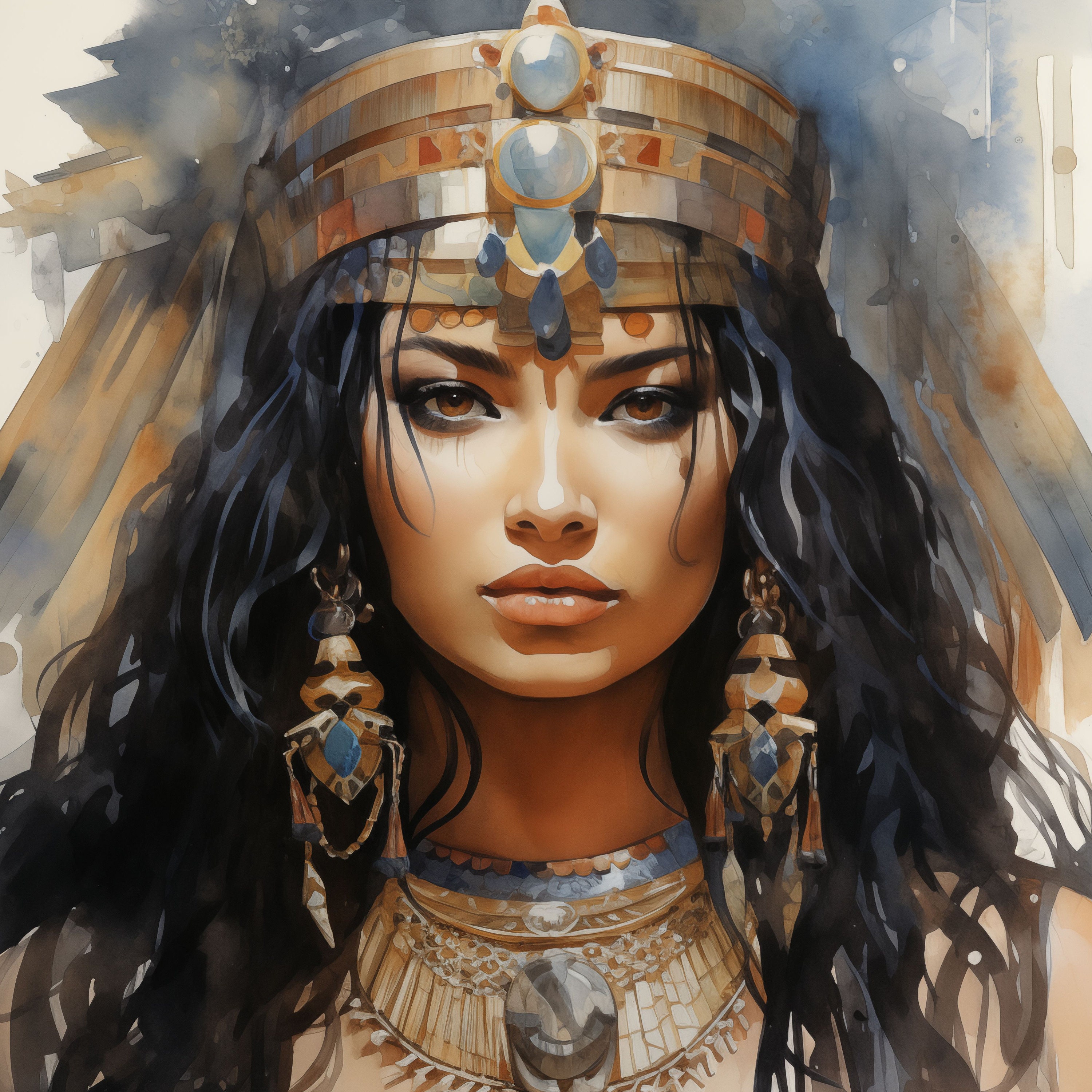 11 ägyptische Frauen Porträts Gemälde, Aquarell Bündel, alte Ägypter