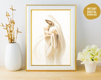 Miskraam geschenk, Maagd Maria met babykunst, foto, onze lieve vrouw, Madonna, download, interieur, afdrukbaar gedenkteken, hemel, charme