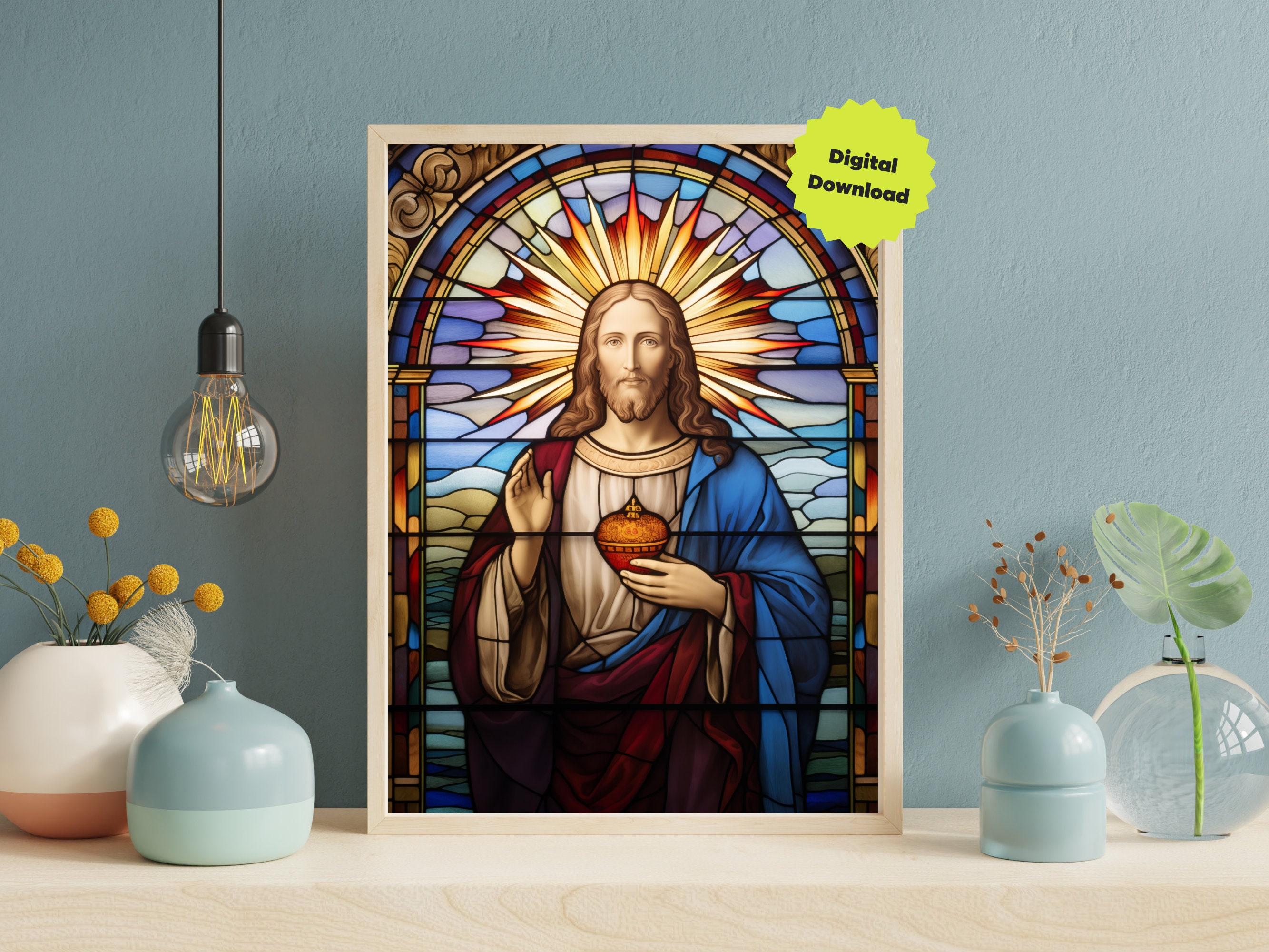 The Sacred Heart of Jesus Digital Download - Sacré-Cœur - Sacré-Cœur de Jésus, Sacro Cuore di Gesú, Sagrado Coração de Jesus, JPG, Printable