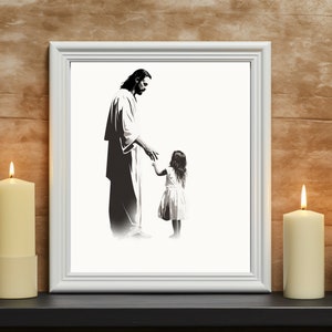 Jesus with child in heaven, Christ, art printable gift, miscarriage memorial, Jesus holding baby miscarry, baby, black white, child, baptism