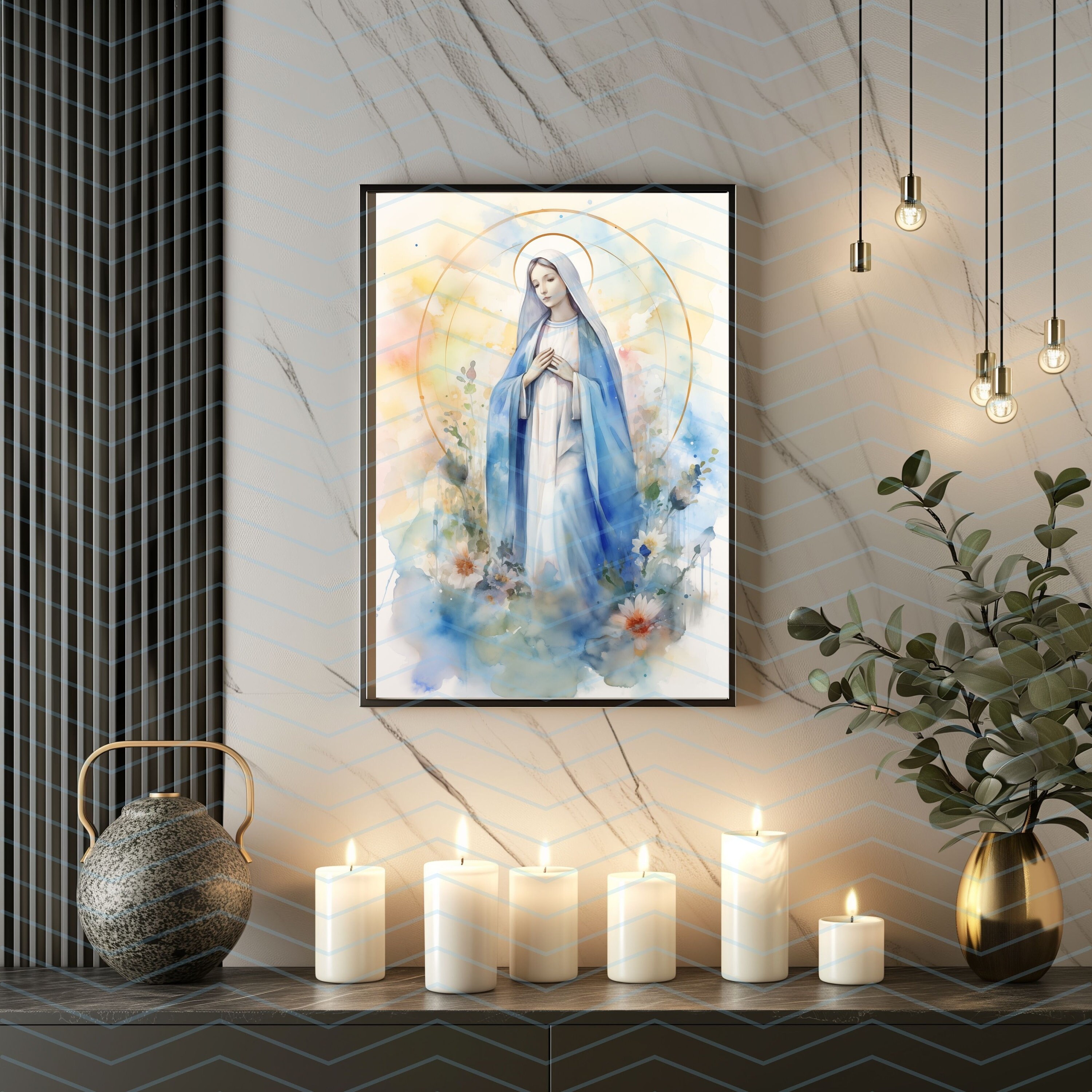 Onze lieve vrouw van Medjugorje digitaal schilderen | toewijding | Kunst downloaden afdrukbaar | Christelijke kunst aan de muur