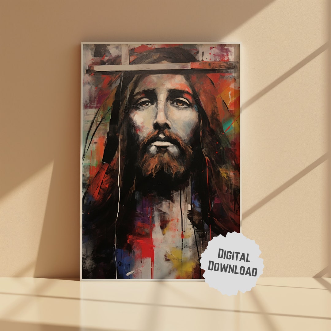 Jesus Abstract Portrait, Jesus Christ, Digital Download, Jesus Painting ...