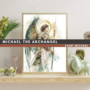 Saint Michael de Aartsengel aquarel PNG - digitale download, beschermengel, commercieel gebruik Wall Art clipart, religieus, geschenkbescherming