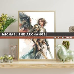 Michael de Aartsengel aquarel PNG - digitale download, beschermengel, commercieel gebruik Wall Art clipart, religieuze engel, geschenkbescherming