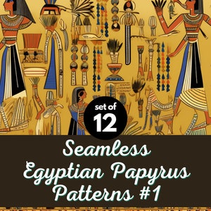 Seamless Egyptian Patterns Digital Paper Set of 12 (number #1) Egyptian Papyrus, Egypt, gift wrapping, DIY projects, scrapbooking, printable