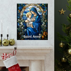 Saint Anne, mother of Virgin Mary, Grandmother of Jesus,  Matte Vertical Poster, wall art, catholic art gift
