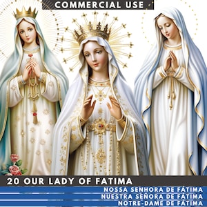 Nuestra Señora de Fátima, Paquete Set 20 PNG transparente Fondo uso comercial, Virgen María, Descarga Digital, Sublimación Clip Art Portugal