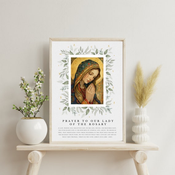Prayer to Our Lady of the Rosary, Letter US and A4 PDF, Printable Download Digital Virgin Mary Blessed Mother