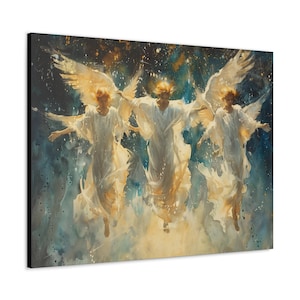 Archangels Michael, Gabriel & Raphael Watercolor - Canvas Gallery Wraps, The Three Archangels, Prayer, Devotion Catholic Art Collection