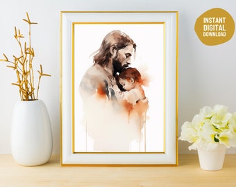 Jesus holding baby, miscarry, miscarriage art, Jesus, miscarriage gift memorial print, heaven blessing picture painting portrait keepsake