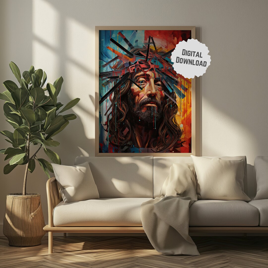 Jesus Abstract Portrait, Jesus Christ, Digital Download, Jesus Painting ...