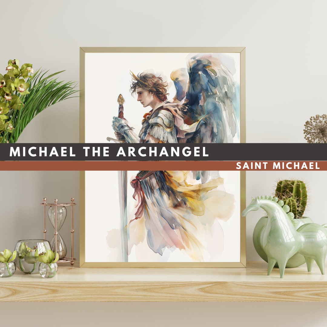 Saint Michael Archangel Watercolor PNG - Digital Download, Guardian ...