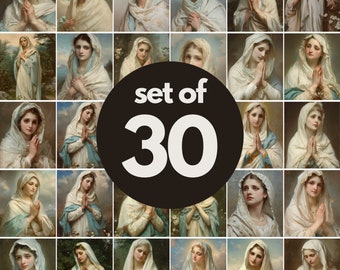 Set mit 30 klassischen Gemälden der Unbefleckten Empfängnis Madonna – Porträts unserer Lieben Frau, der Mutter Gottes, sofortiger Download