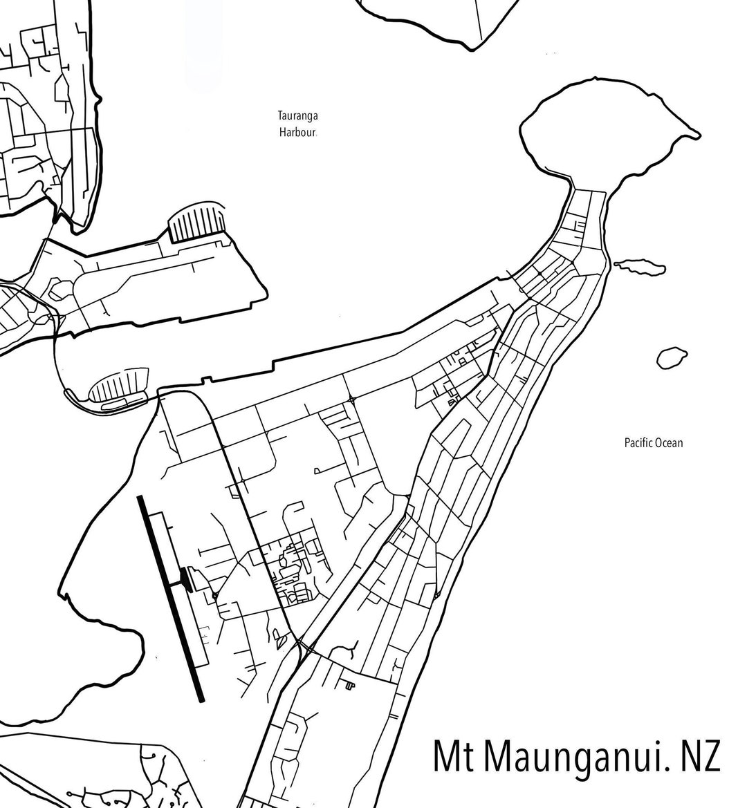 Mt Maunganui New Zealand Printable Map Outline Etsy Denmark