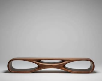 Sculpted Solid Wood Bench | Organic Modern Entryway Seating Art Furniture