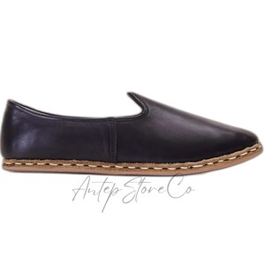 Mens Black Yemeni Shoe, Mens Barefoot Shoe, Wide Toe Box Comfy Shoe, Handmade Turkish Slip On Shoe, Leather Authentic Shoe, Anatolian Yemeni