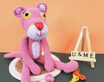 Crochet Pink Panther, cute amigurumi doll 30cm, crochet gift, crochet handmade product