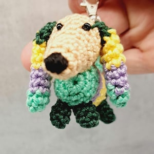 Amigurumi Dachshund, dog keychain, 7cm crocheted animal, handmade gift