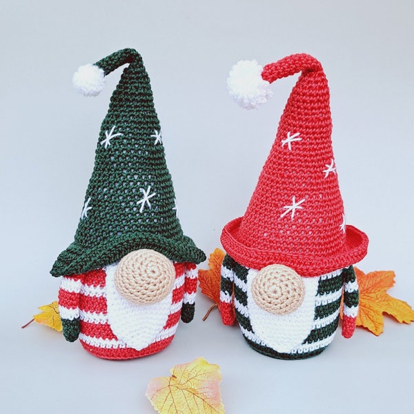 Poupée gnome crochetée, peluche amigurumi, cadeau noël ou automne, décoration gnome de noël avec chapeau, produit fini nain fait main