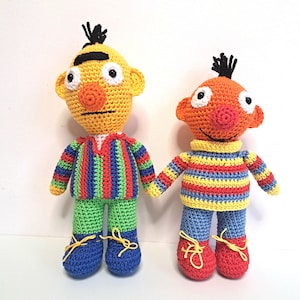 Bert and Ernie crocheted cuddly toy, 25 cm amigurumi, handmade character from Sesame Street