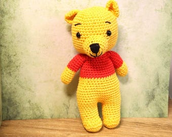 Crocheted Winnie the Pooh, amigurumi doll 20cm handmade, baby animal gift